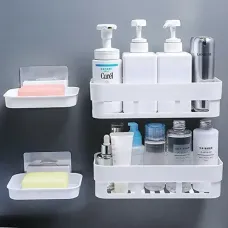 Bathroom Shelf Shower Organizer Shelf (2 Bathroom Shelf + 2 Soap Shelf)
